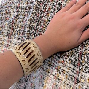 Bold wide chunky woodlike Bangle Bracelet